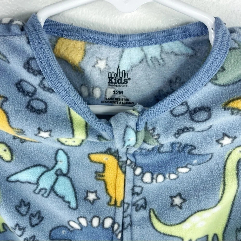KIDS HEADQUARTERS Boys Kids Light Blue Onesie with Cute Dinosaur Print Size 12 M